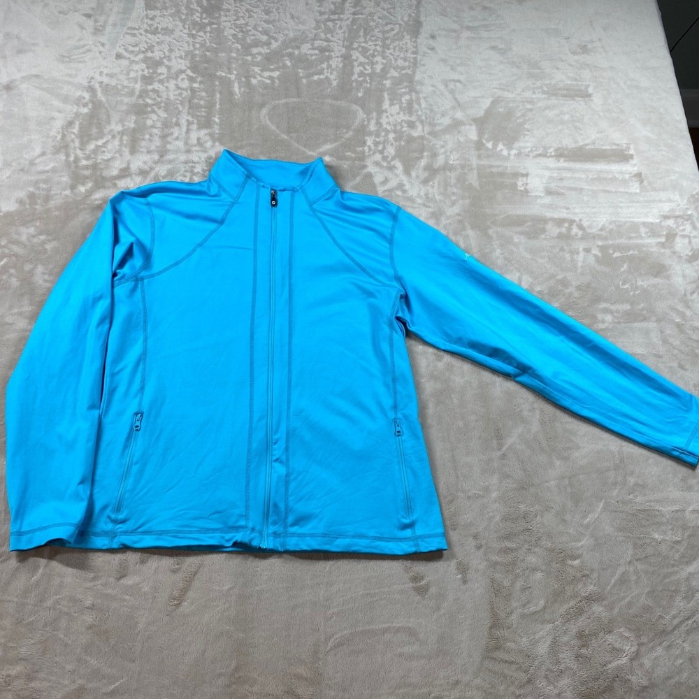 FootJoy Womens Full Zip Lightweight Woven Jacket Cyan Blue Magnolia Greens L